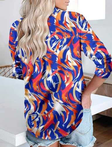 Image of Magritta Women's Shirts Fashion Casual Loose Fit Long Sleeve Button Down Lightweight Collared Blouse Tops