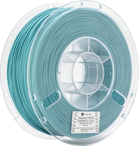 Polymaker PETG Filament 1.75mm Teal PETG, 1kg Spool Strong PETG Filament 1.75 - PolyLite PETG 3D Printer Filament, Print with Most 3D Printers Using 3D Filament