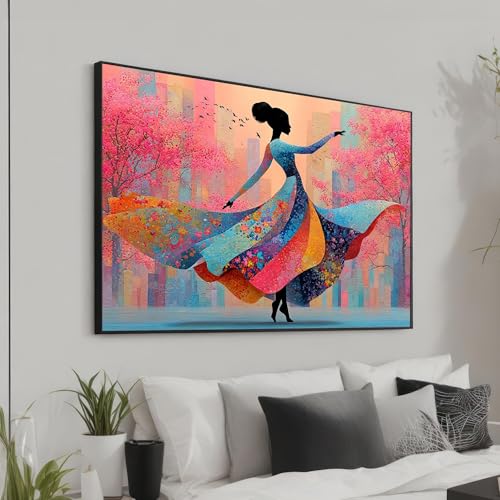Tableau femme dansant en toile moderne 60x90cm pour déco salon