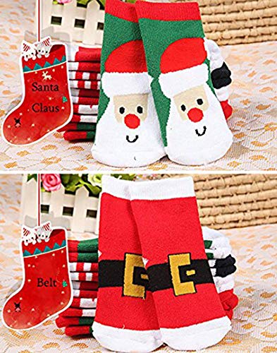 Lifewheel 6 Pairs Kids Christmas Socks Boys Girls Baby Cartoon Cotton Socks Warm Winter Soft Cute Casual Holiday Socks #TOP6
