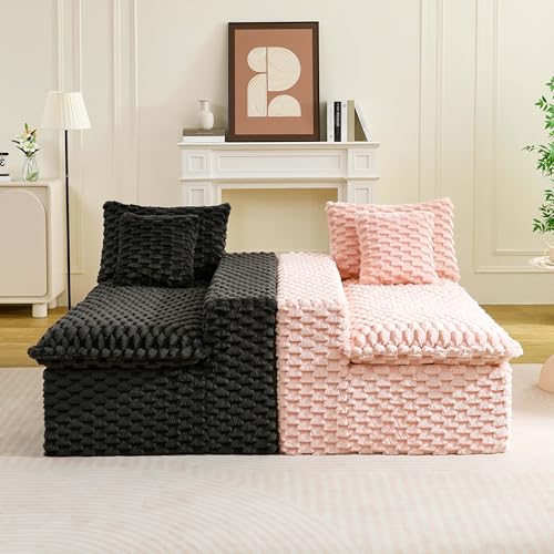 Image of KEIKI 2Seat Modular Turtle Velvet Sofa Couch for Living Room Small Space Comfort Seekers Homeowners Warm Inviting Comfy Supportive Rest Space Elegant Premium Premium Design Pink