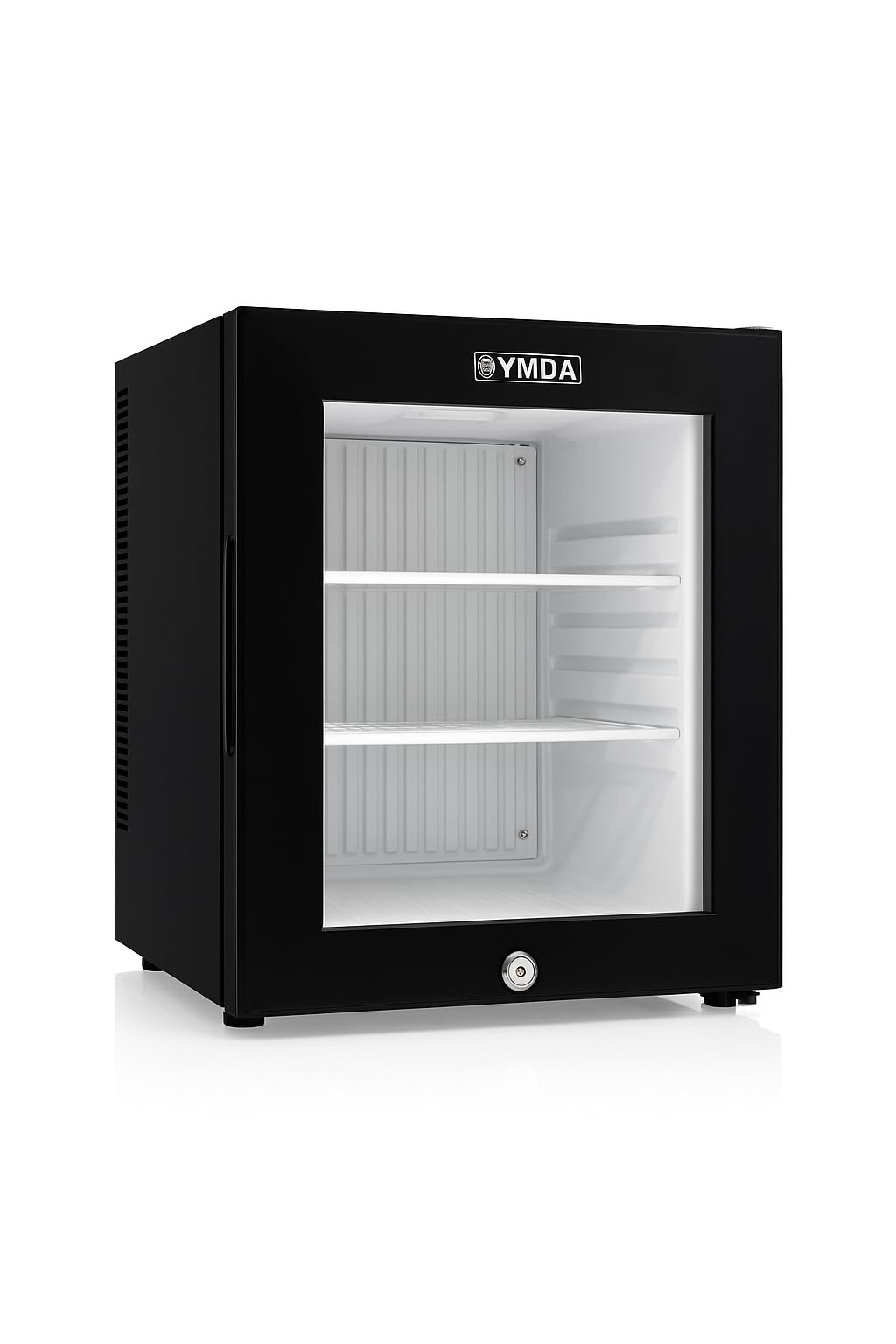 Mini Glass Door Chiller 30L, Thermoelectric Cooling with Zero Noise, Double Glass Layer, Adjustable Shelves & LED Lighting, Lock & Key Security YCC30T