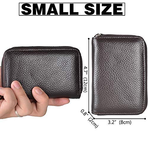 Easyoulife Genuine Leather Credit Card Holder Zipper Wallet With 26 Card Slots