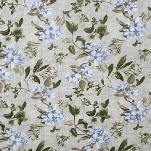 Tela Loneta Estampada FLORALIA. Ancho 2.80 metros. Largo a escoger de 0.50 a 0.50 metros en una sola pieza. Para costura manualidades tapizar forrar cortinas fundas manteles lavable (Verde)