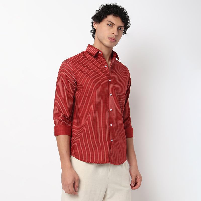 Image of Mens Striped Slim Fit Cotton Casual Shirt | Full Sleeves Mens Shirts | Stylish Shirt for Men