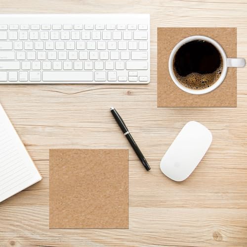 100 Pcs Cork Coasters Bulk,4"x 4" self Adhesive Cork Coaster Bottoms,Square Cork Mats Backing Sheets for DIY Coasters Crafts Backing Tiles Supplies - Image 5