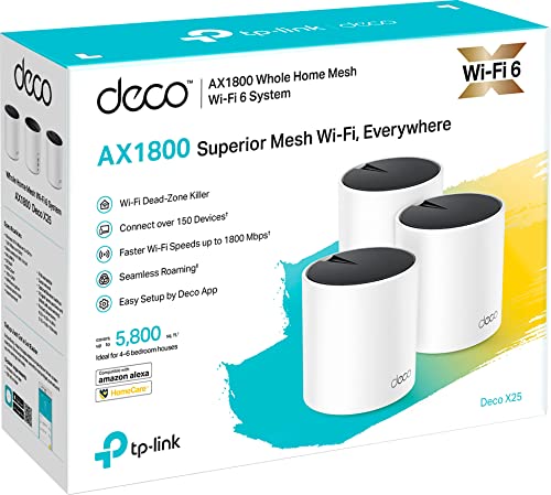 TP-Link Deco X25 AX1800 Whole-Home Mesh Wi-Fi 6 System, 2 Ports, 2.4 GHz/5 GHz TP-Link Deco X25 AX1800 Whole-Home Mesh Wi-Fi 6 System, 2 Ports, 2.4 GHz/5 GHz