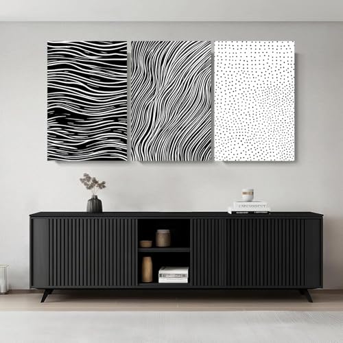 Image of Wivsev Abstract Modern Minimalist Geometric Line Wall Decor,Modern Neutral Wall Art,Black White Wall Art Abstract for Bedroom,livingroom, office (24" x 36" x 3 pcs)
