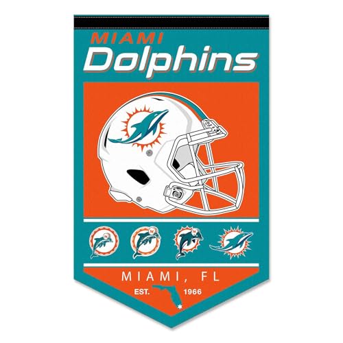 WinCraft Miami Dolphins Heritage History Banner Pennant, 15x24"