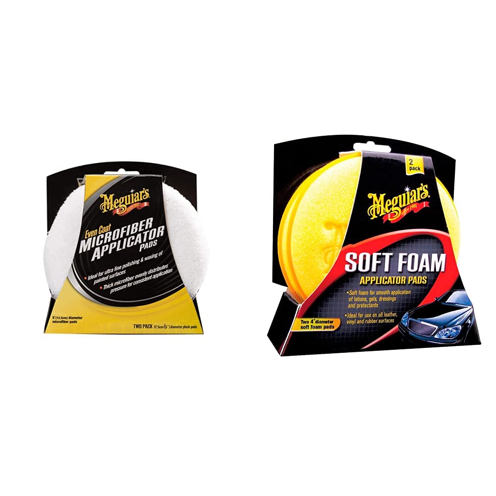 Meguiar'sX3070 Soft Foam 4 Inch Applicator Pads with Even Coat 5 Inch Applicator Pads (2 Pack) Bundle