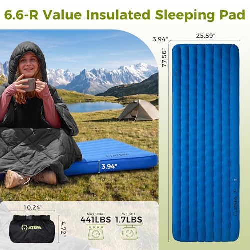 Image of ATEPA ThermAir Pro Sleeping Pad, 6.6 R-Value Insulated Air Mattress