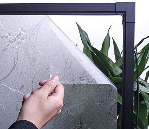 Niviy Static Cling Non-Adhesive Window Film Frosted Glass Film Bathroom Door Glass Decoration Window Film Privacy Covering (23.6"x 157")