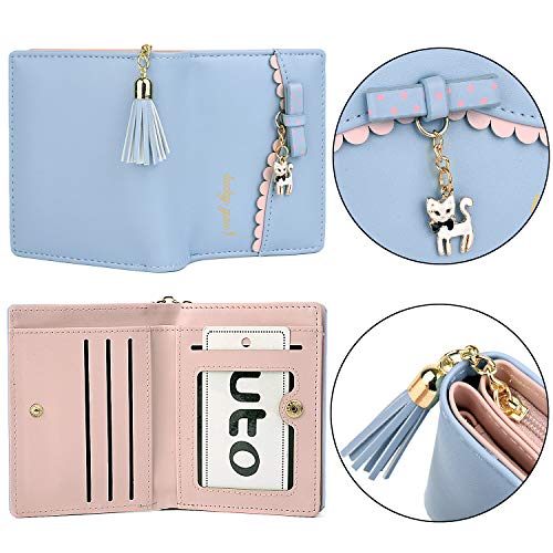 UTO Wallet for Girls PU Leather Card Holder Organizer Women Small Cute Cat Coin Purse4
