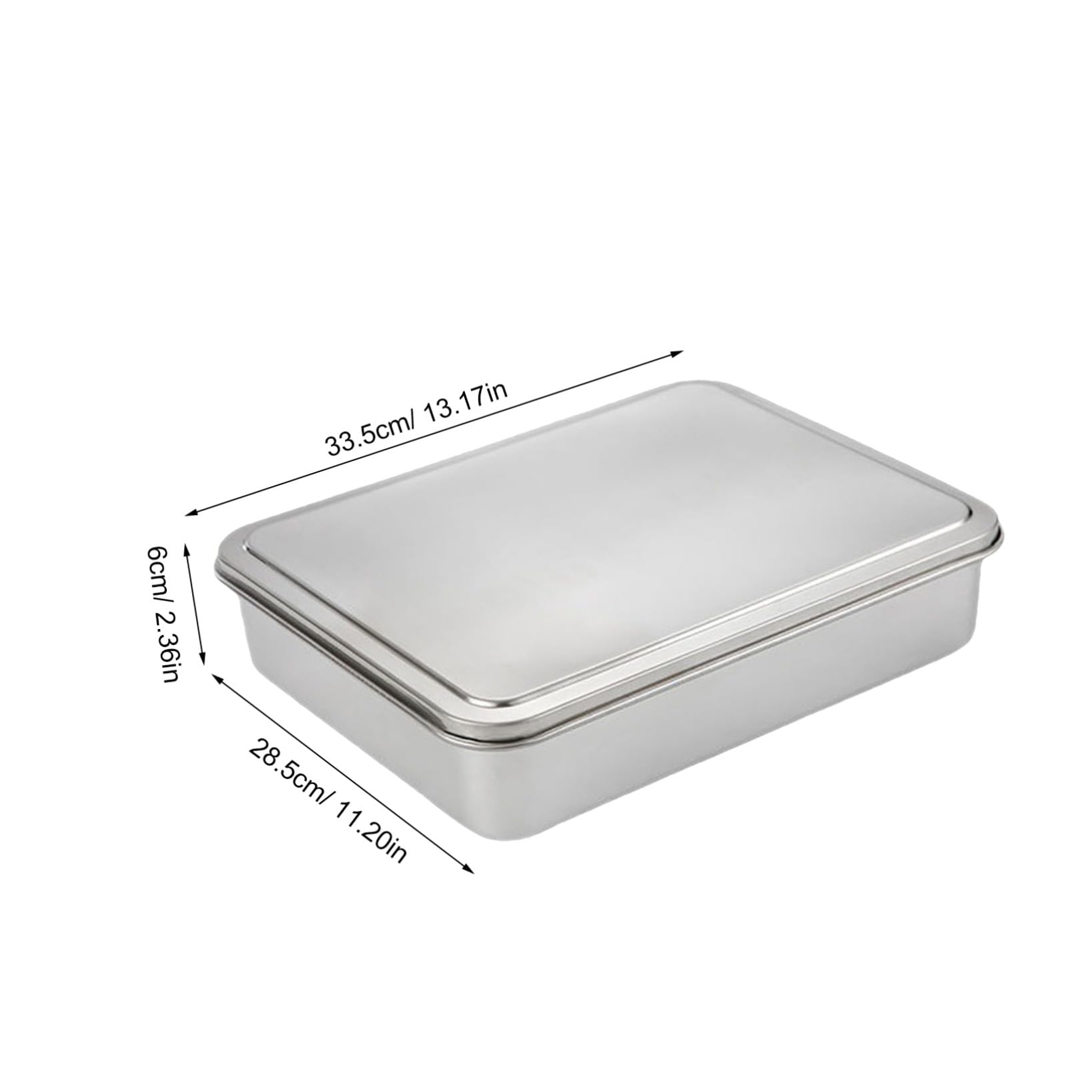 BESPORTBLE Teglia Rettangolare in Acciaio Inox Antiaderente con Coperchio, Grande Capacità per Conservare Cioccolato e Preparare Tiramisù