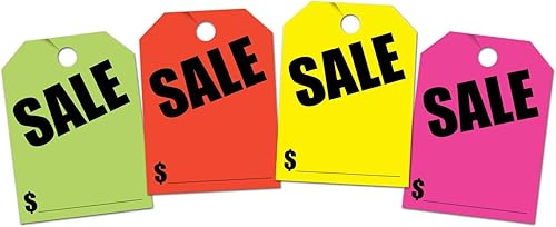 Donkey Auto Products Price - Etiquetas colgantes de espejo, paquete multicolor de verde fluorescente, naranja, rosa, amarillo (paquete de 40)