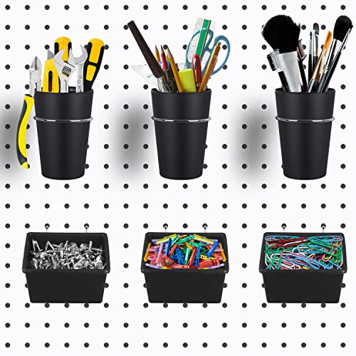 Kuhome 6 Sets Pegboard Bins with Hooks - Pegboard Organizer for Accessories, Tools, Storage...