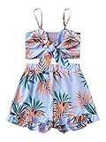 SweatyRocks Women's 2 Piece Casual summer Sleeveless Crop Top Camisole with Shorts Blue Decor Medium