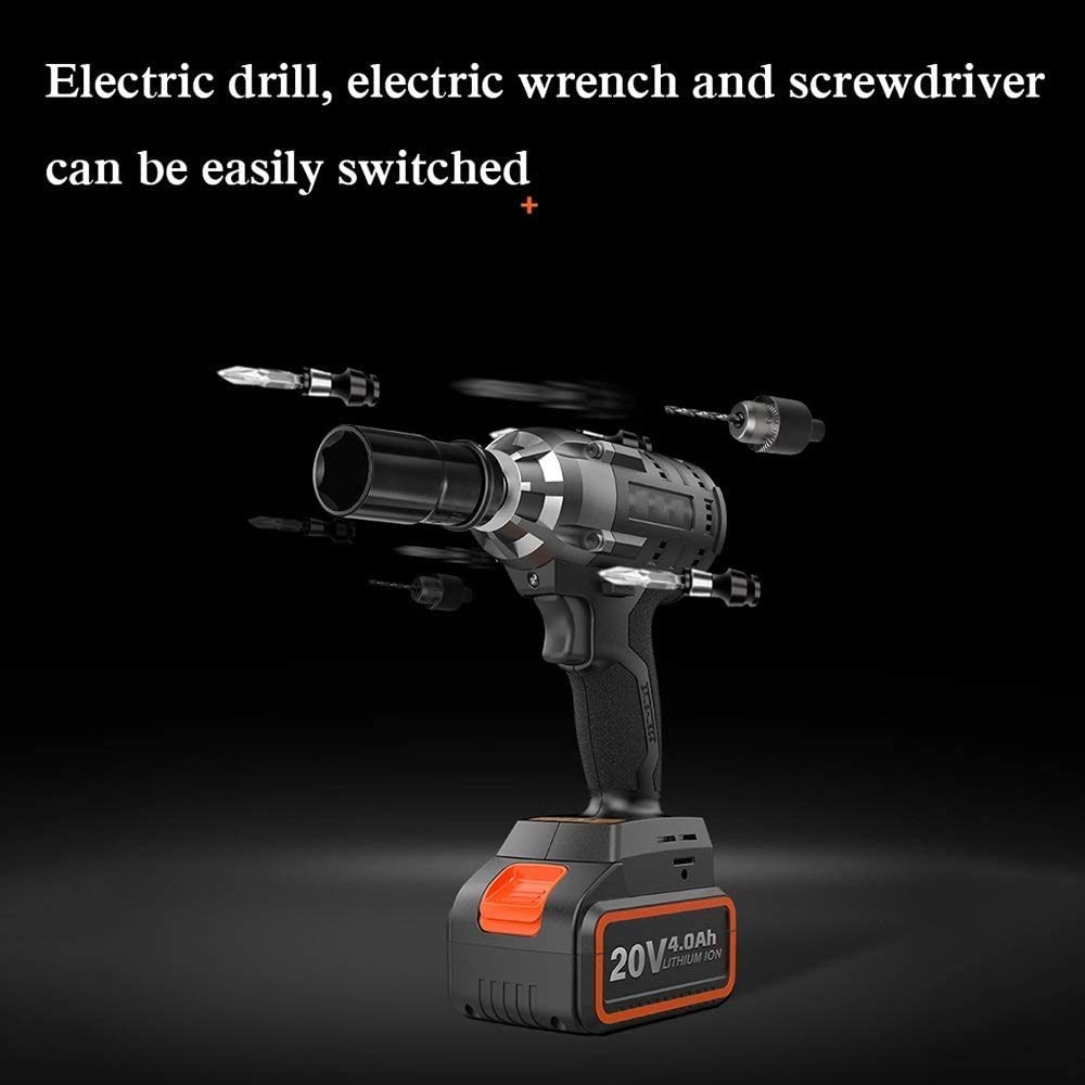 Llave De Impacto Inalámbrica, Llave Eléctrica Recargable Multifuncional Caja De Herramientas para Andamios Eléctrica, Controlador De Impacto De 320 NM De Alto Torque Batería De Litio De 4.0