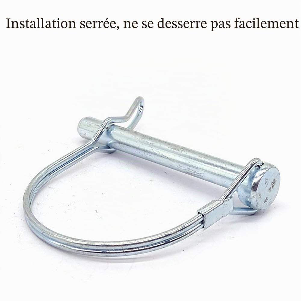 10 Pack de Goupilles de Verrouillage en Fil, Goupilles de Couplage de Sécurité en Forme de D en Acier au Carbone pour Remorque, Goupilles Lynch pour Ferme, Pelouse et Jardin (8 x 80 mm)