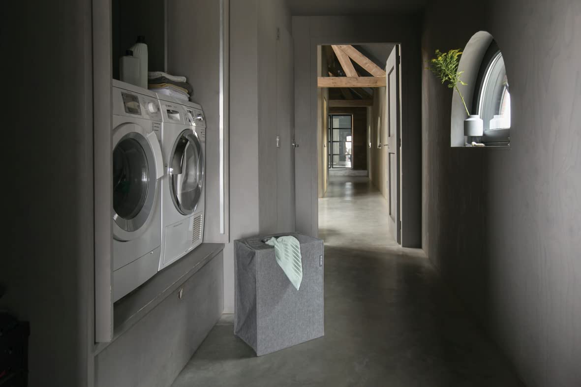 Brabantia - Sac à Linge Rectangulaire - Le Haut Pliable - L'ouverture Quick-Drop - Peu Encombrant - Facile à vider - Gros volume - Poivre Noir - 55 L