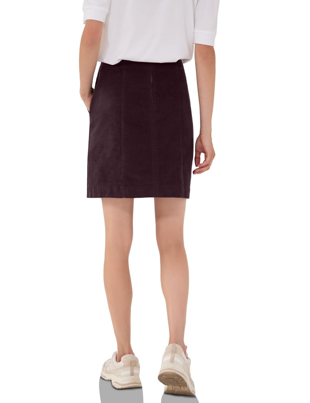 Damen Kniefreier Rock aus Cord mit Schlitzdetail