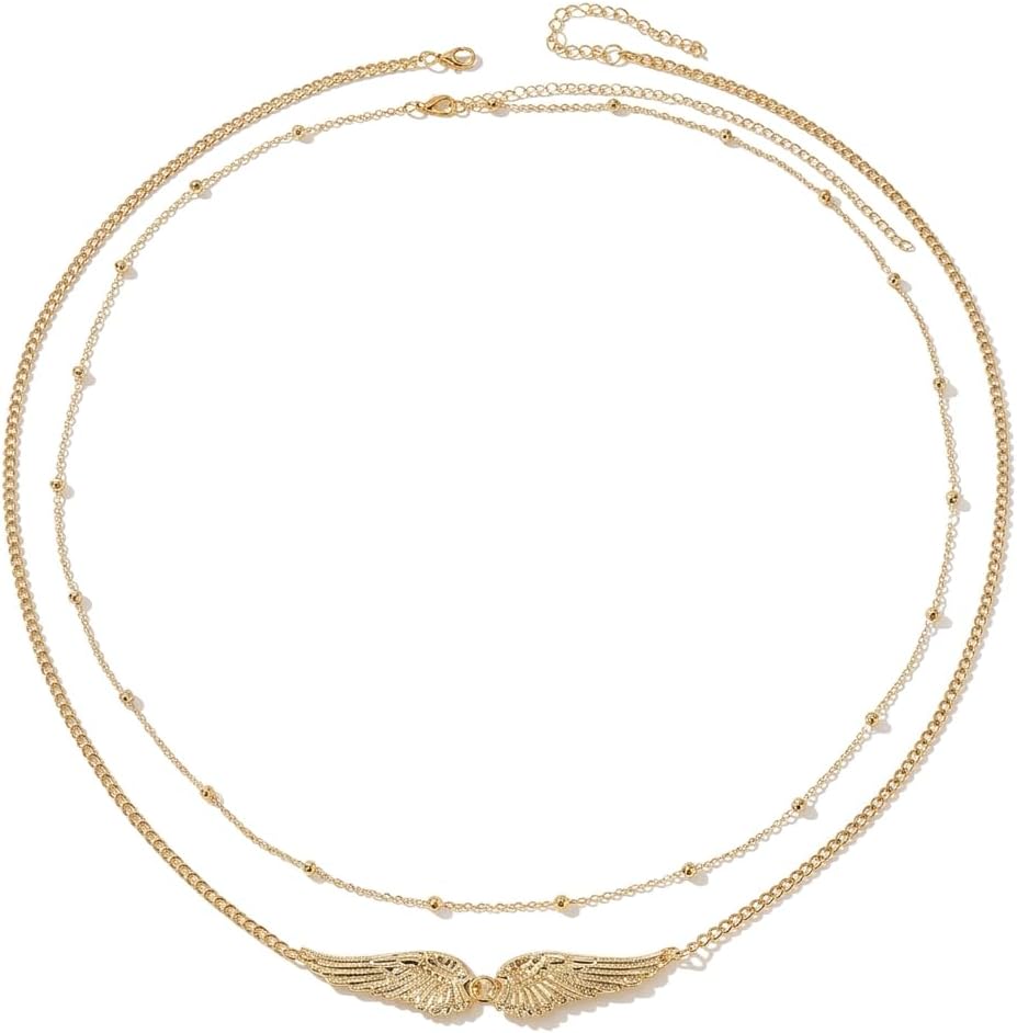 Gold Silver Layered Angel Wings Waist Chain Sexy Wings Beaded Body Jewelry