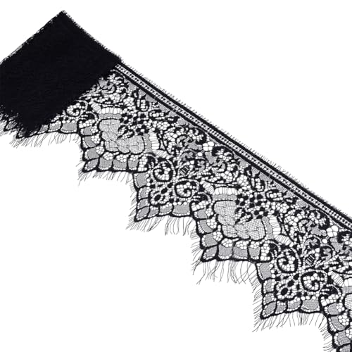 CABODYALS Rouleau de Ruban en Dentelle Vintage Noir de 3 m X 20cm pour Couture Confection de Vêtements de Mariage Décoration de Robes Bricolage