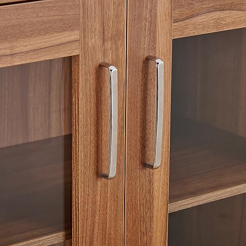 Image of Home Centre | Quadro 3-Door Book Cabinet | Engineered Wood | Brown | 1 Year Warranty