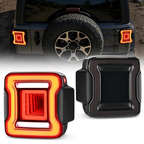 Image of Nilight JL Tail Light LED Smoked Lens White Lights Back Up Reverse Red Running Brake Stop Turn Signals DOT APPROVED Taillight Compatible With 2018-2026 Jeep Wrangler