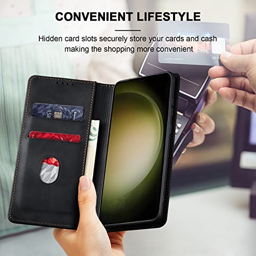 Image of Jasonyu Flip Wallet Case for Samsung Galaxy S23 5G,Black