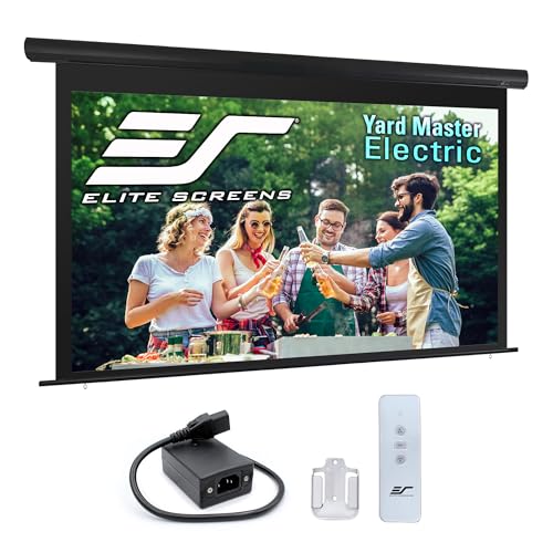 Image of Elite Screens Yard Master Electric 165 inch Outdoor Motorized Projector Screen with RF Remote, IP33 Rain Protection, 4K /8K Ultra HD HDR Ready Backyard Patio Movie Screen - OMS165H-ELECTRIC