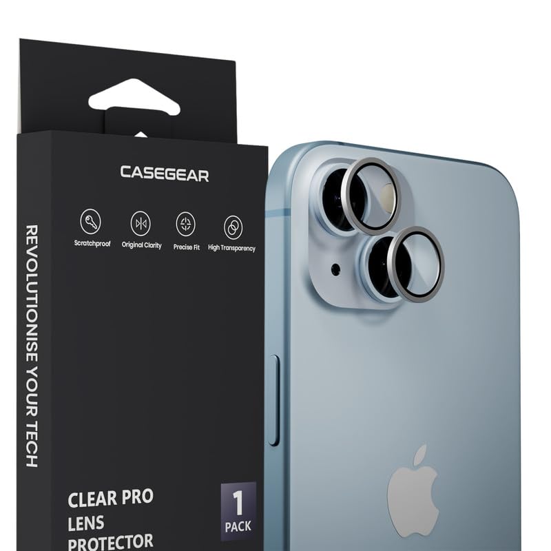 CASEGEAR Clear Pro Camera Lens Protector Guard for iPhone 15/15 Plus (Blue), Built With 9H Tempered Glass | Scratch Resistant | HD Clarity | Complete Coverage - 1 Pack (B0D31P35RG) Amazon Price History, Amazon Price Tracker
