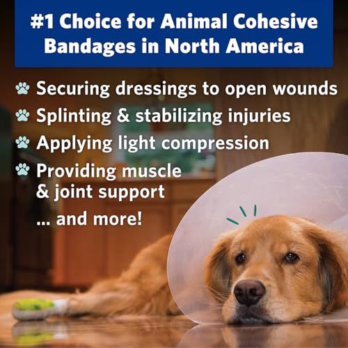Image of OVIK Health PetFlex No Chew - Flexible Self-Adhering Elastic Bandage for Wound Care - First Aid Wrap for Small Animals Like Dogs, Cats, and Other Pets - 3 inch, 2 Rolls