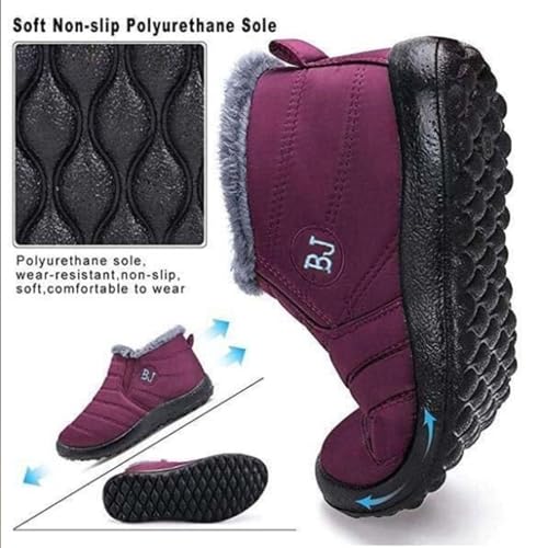 Indicativey Snow Boots Womens Winter Snow Boots Fur Lined Warm Ankle Boots Slip On Outdoor Shoes2
