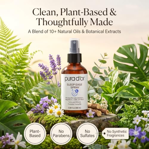 PURA D'OR 3.38 Oz Sleep Ease Spray – Relaxing Mist with Botanical Extracts – Infused with Melatonin, Magnesium & GABA – Supports Tranquility & Relaxation - image 6