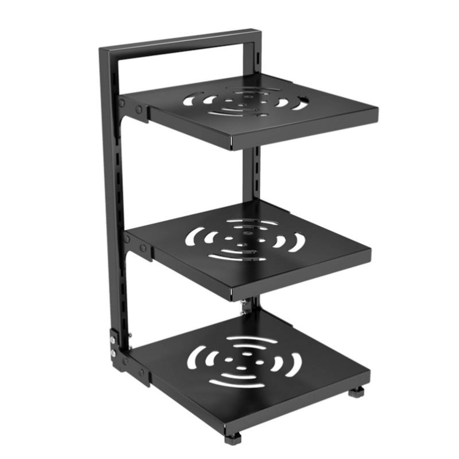 Küchenregal Topf Pfannen Organizer Ablage Halter mit Verstellbaren Ebenen aus Karbonstahl Rostbeständig Und Belastbar mit Belüfteten Böden für, Schwarz, 3 Schichten