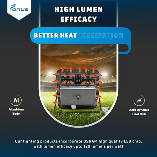 Image of Forus 50W LED Flood Light 4 Years Warranty, IP67 Waterproof Outdoor LED Floodlight, High Mast Focus White Color Light, Energy Efficient Halogen Replacement for Factory, Garage, Parking, Garden (1 PC)