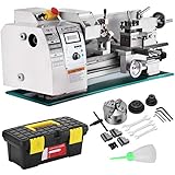 Mophorn 8x16 Luxury Version Metal Lathe 750W Precision Bench Top Mini Metal Milling Lathe Variable Speed 50-2500 RPM Nylon Gear (8x16 inch)