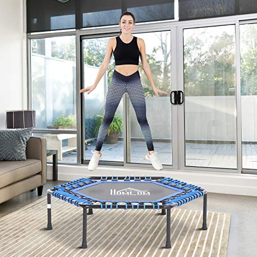 HOMCOM Fitness-Trampolin, Trampolin für Joga, Gartentrampolin, Stahl+PP, Rot/Blau, 101 x 101 x 33 cm – Bild 3
