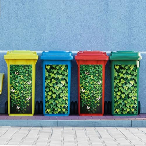 Image of Peacoblue Wheelie Bin Stickers 2 Sheets Ivy Sticky Dustbin Stickers Decals, 15 inch x 32 inch Waterproof Large Wraps for Trash Cans Bins Fridges Door Wall Garden Outdoor Indoor Patio Decor