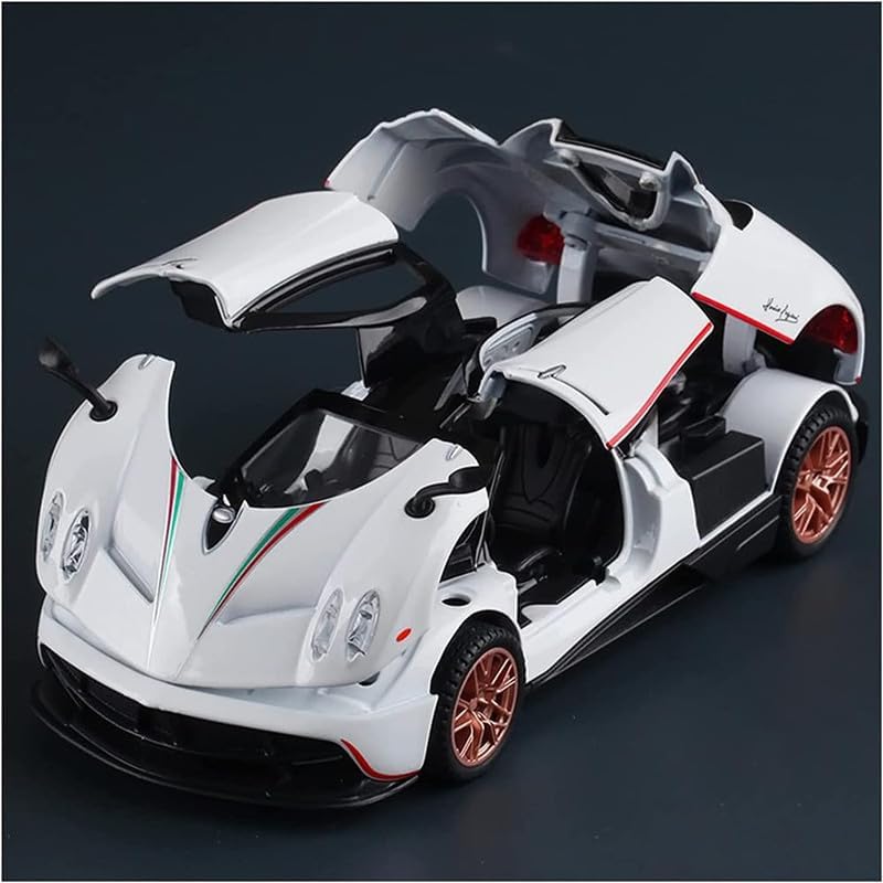 Image of New 1:24 Hayura Diecast Alloy Metal Pull Back Car with Openable Doors Music Sound and Light Vehicle Toy Car for Kids Boys (White)