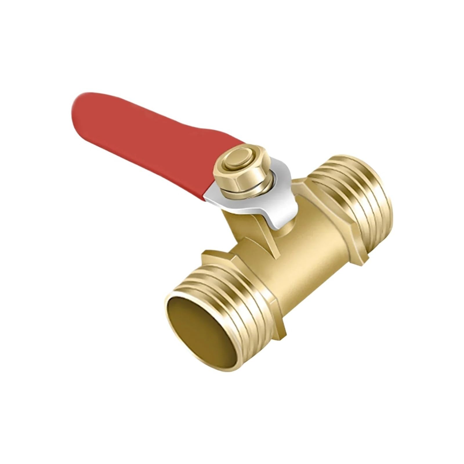 Valvola a sfera pneumatica con maniglia rossa in ottone, filettatura esterna 1/4" 3/8" 1/2" pollici, in grado di scaricare liquidi e gas(1l4)