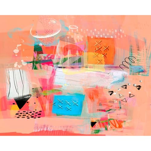 Toperfect 37 abstract graffiti paintings original wall art on canvas, acrylic painting fauvism, thick paints room decor, handmade contemporary artworks by college teachers