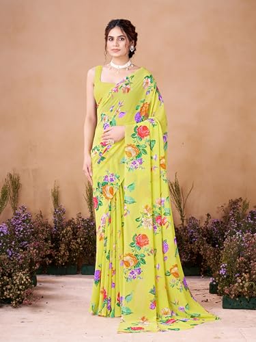 Image of Garden Vareli Women Georgette All Over Floral Printed Saree