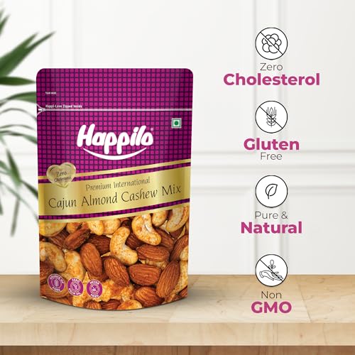 Image of Happilo Premium International Cajun Almond & Cashew Mix 160g | Rich in Fibers | Protein and Antioxidants | Healthy Snacks