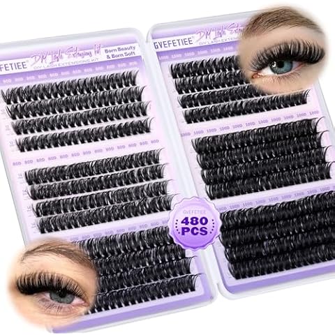 Lash Clusters Volume Eyelash Clusters 80D+100D Cluster Eyelash Extensions D Curl Lashes Clusters 12-18MM Thick Individual Lashes Fluffy Lash Extensions by GVEFETIEE Cover