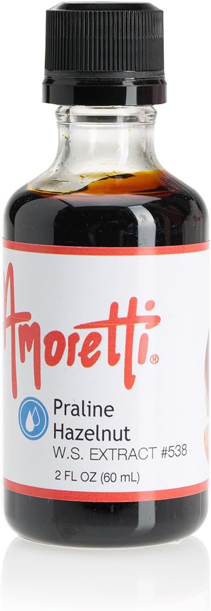 Amoretti - Hazelnut Praline Extract Water Soluble 2 oz - Highly Concentrated & Perfect For Pastry, Savory, Brewing, and more, Preservative Free, Vegan, Kosher Pareve, Keto Friendly