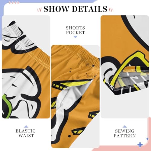 Abstract Skull Boys Pants Boys Athletic Pants Long Pant for Boywith Pockets Wide-Leg Size 6-14Y4
