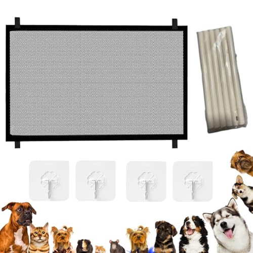 Treppenschutzgitter Ausziehbar,Türschutzgitter Ohne Bohren,Türschutzgitter Hund mit 4 Klebehaken,Treppenschutzrollo,Türgitter Hundegitter und Katze,Hundetürgitter für Haustiere,Babys (110 x 72 cm)