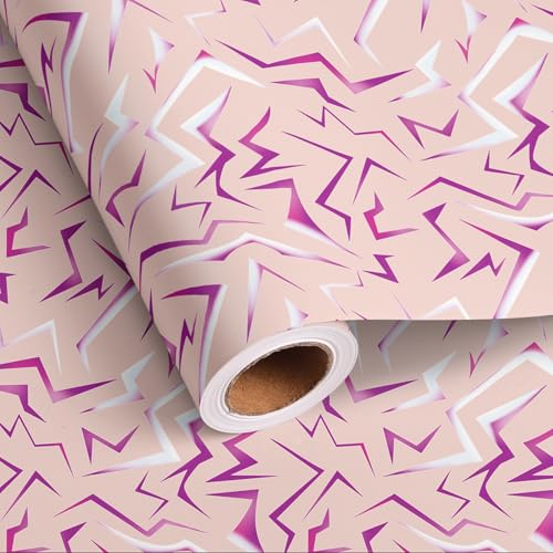 lopmou K - pop Wrapping Paper Roll - Pink Purple K - pop Themed Party Favor Energy Lighting Design Gift Wrap for Baby Shower Birthday Anime Themed Party DIY Craft - 17 In X 20 Ft (Total 28.5 sq.ft)